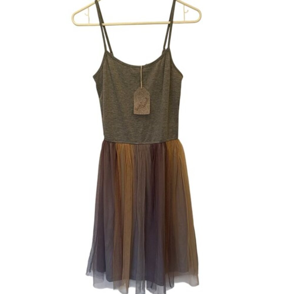 NWT Hem & Thread mini tank dress with tulle overlay skirt sz S